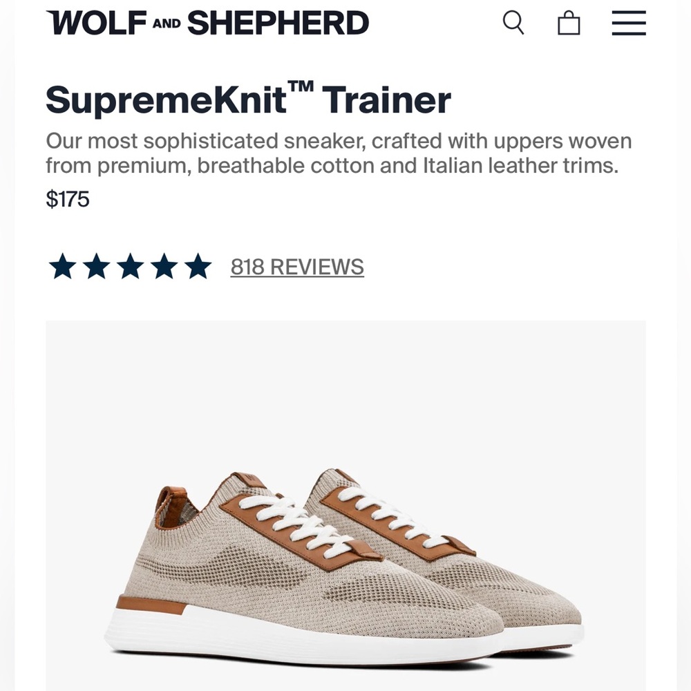 Men’s Wolf and Shepard Supreme Knit Trainer Size 12